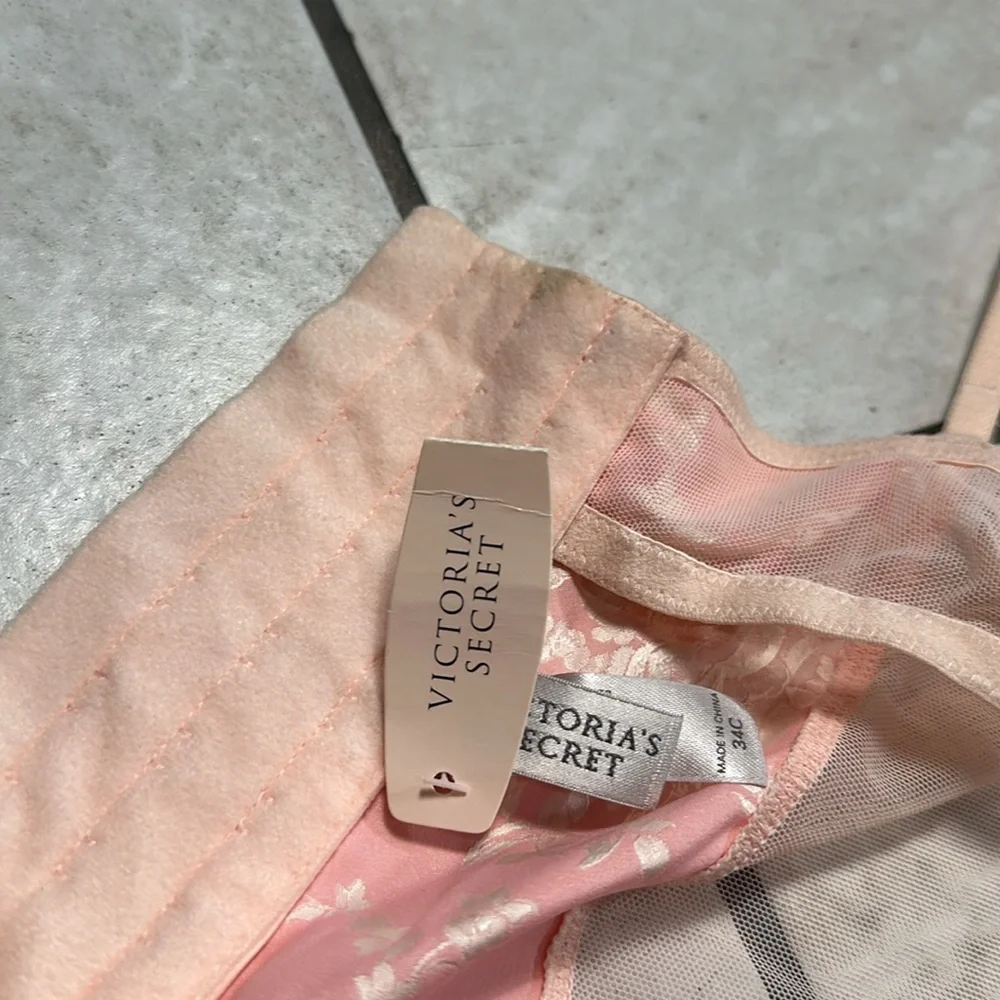 NWT Victoria’s Secret Baby Pink Floral‎ Satin Bustier Corset